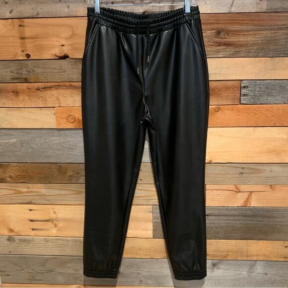 STUDIO Badgley Mischka Faux Leather Drawstring Jogger Pants Black Size M - Picture 4 of 13